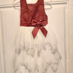 4t Girls Red and White Dress